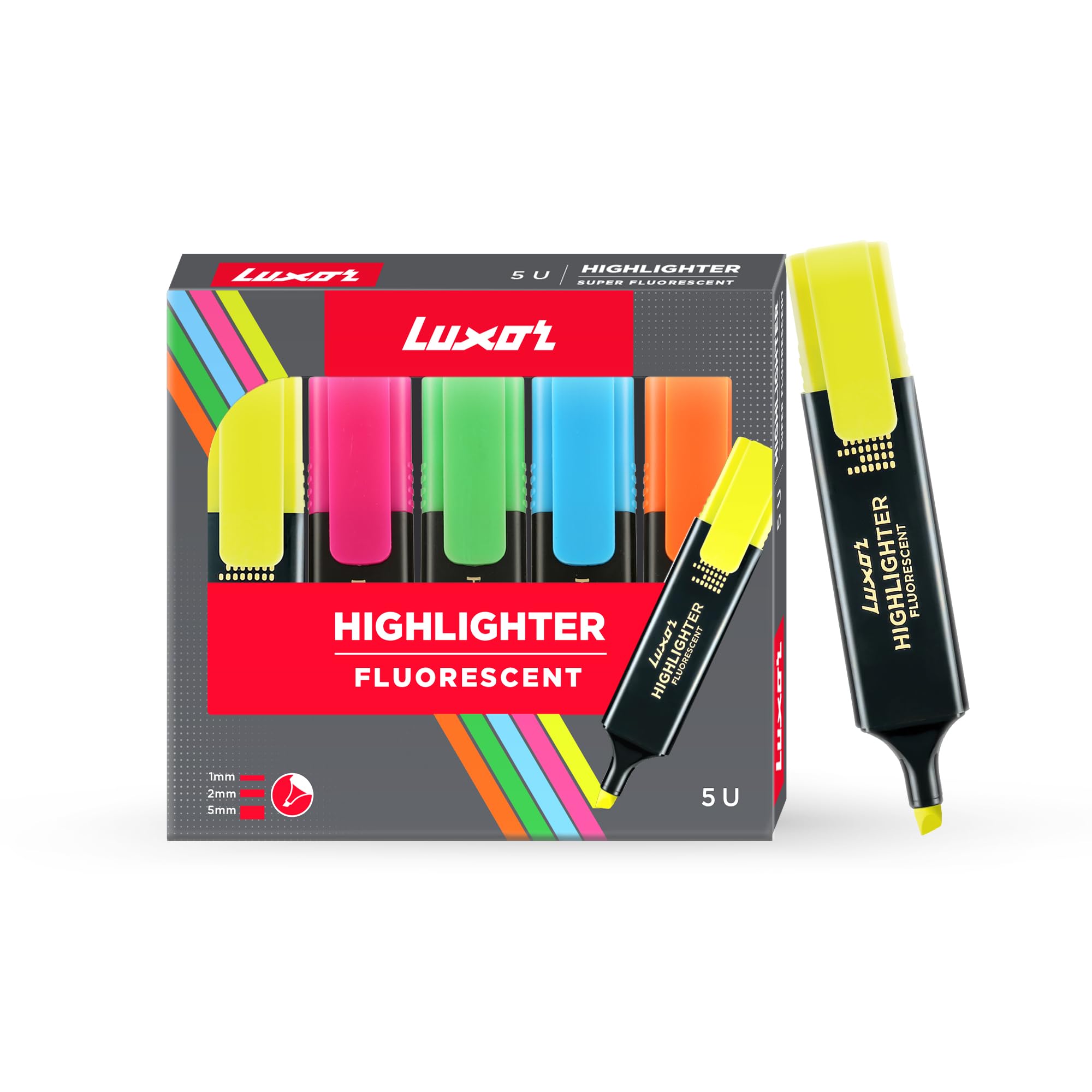 Luxor Highlighter Fluorescent Set of 5